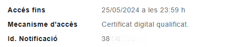 mecanisme d'accés 'certificat qualificat' seleccionat en el correu rebut