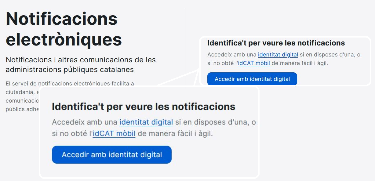 opció per entrar amb identitat digital