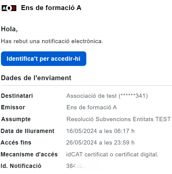 e-mail enviat nomes a persona jurídica